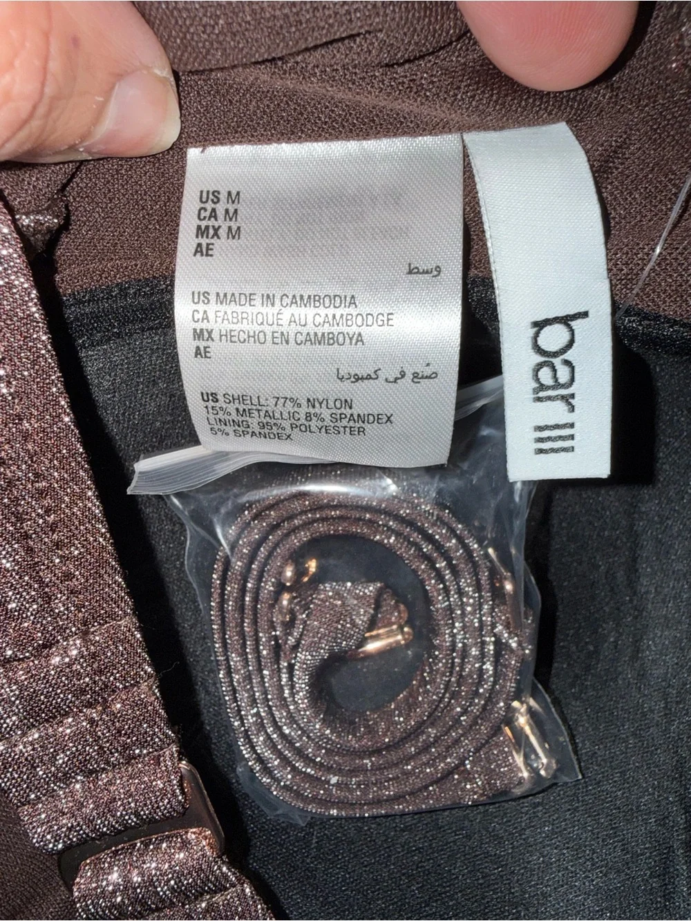 NWT Bar III Adjustable Strap Bandeau Swimsuit Medium